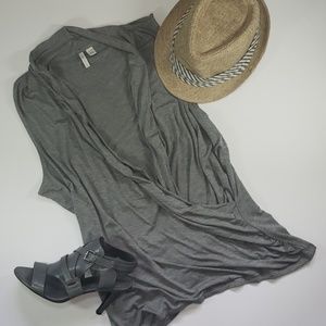 Cato Gray Faux Wrap Draped Top, Size 14/16W.
